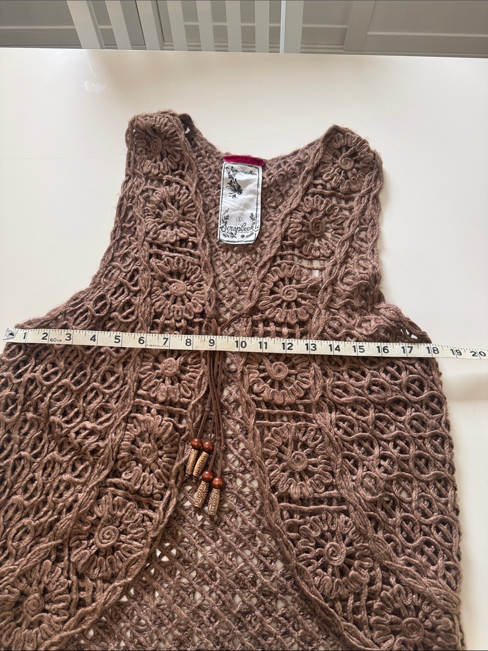Scrapbook Brown Crochet Vest with Bead Trim - Picture 5 of 7
